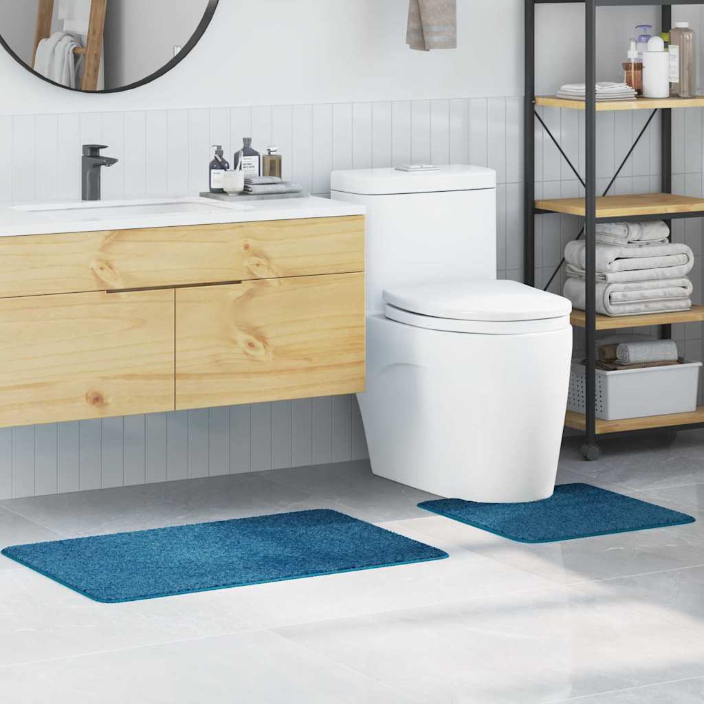 Set di tappetini antiscivolo per il bagno 2 pz Blu 50 x 50 cm
