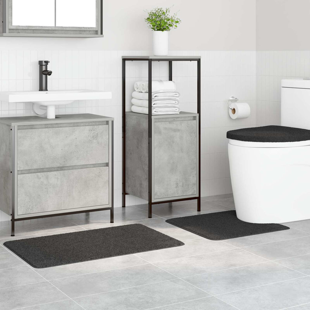 Set di tappetini antiscivolo per il bagno 3 pz Grigio scuro PP