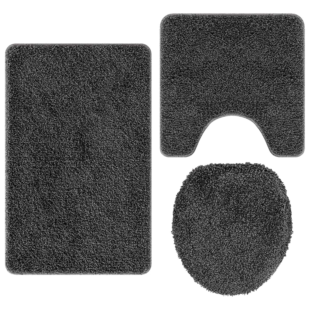 Set di tappetini antiscivolo per il bagno 3 pz Grigio scuro PP