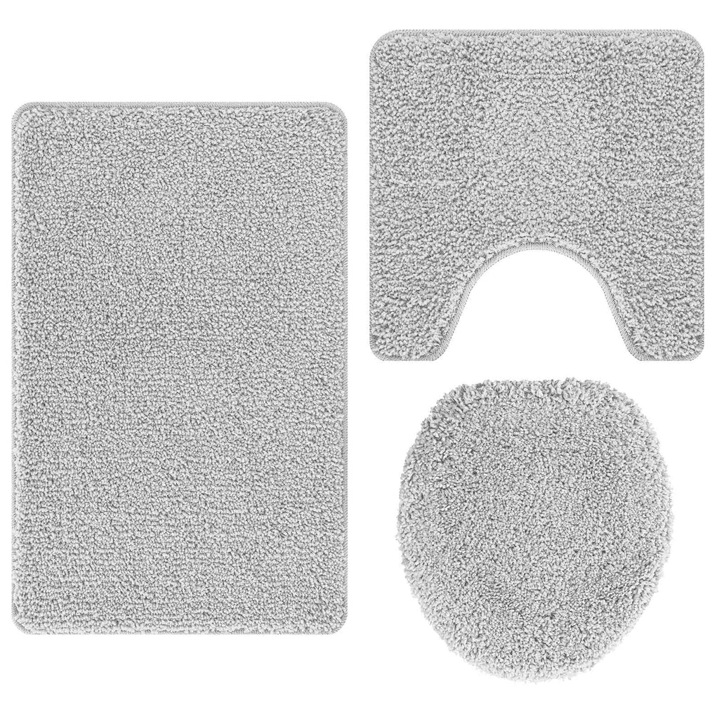 Set di tappetini antiscivolo per il bagno 3 pz Grigio PP