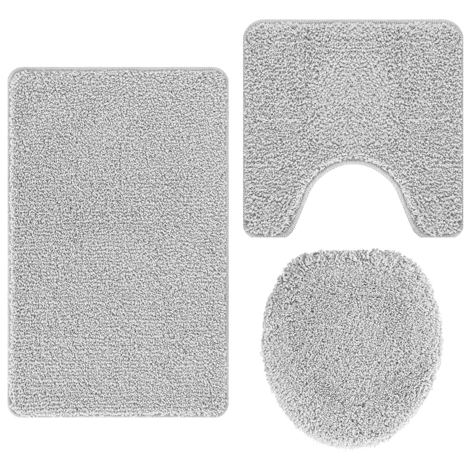 Set di tappetini antiscivolo per il bagno 3 pz Grigio PP