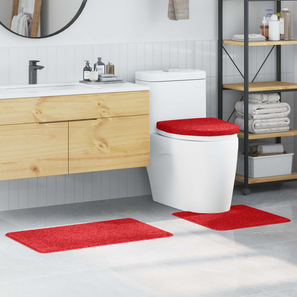 Set di tappetini antiscivolo per il bagno 3 pz Rosso 50 x 80 cm