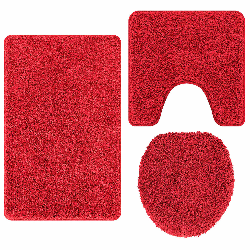 Set di tappetini antiscivolo per il bagno 3 pz Rosso 50 x 80 cm
