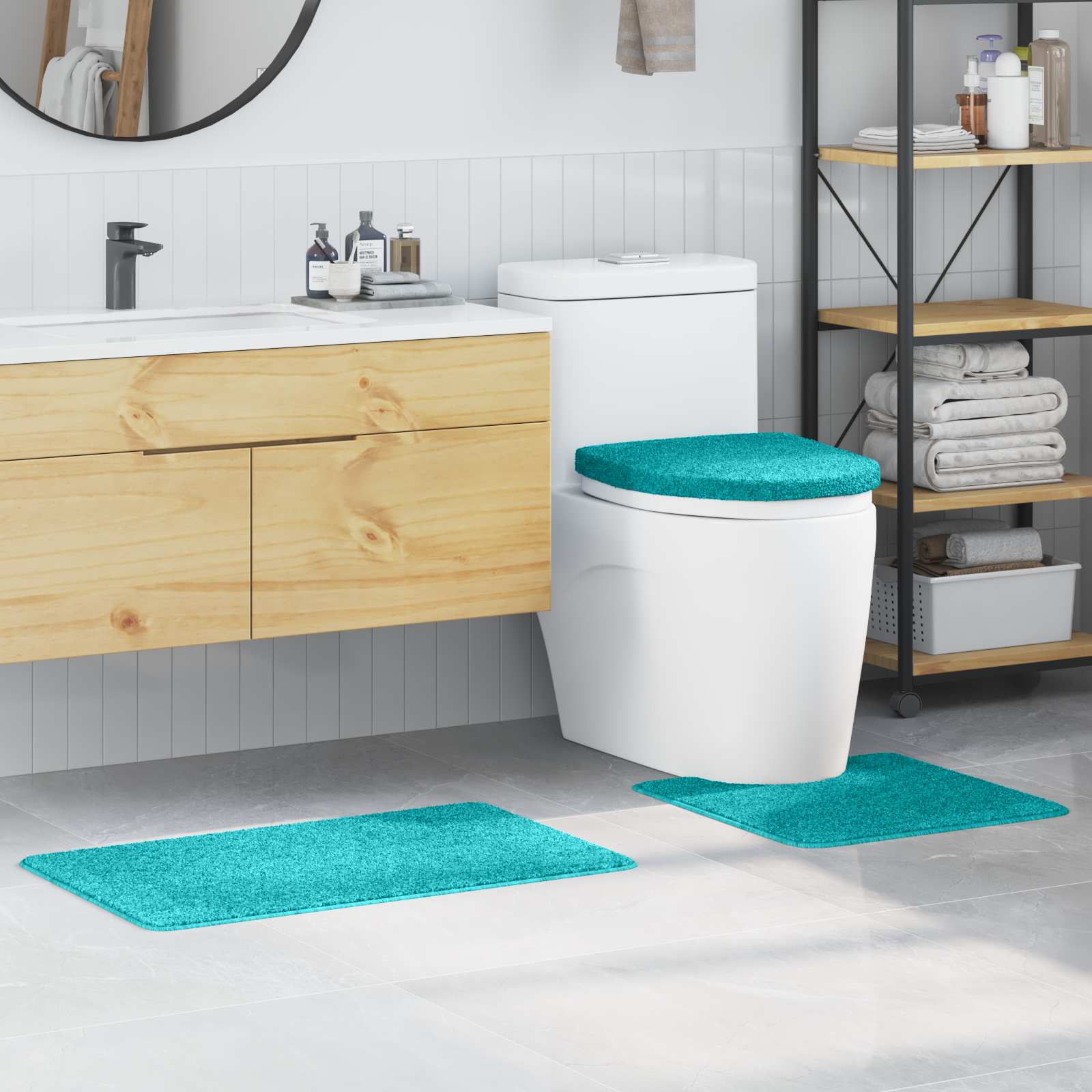 Set di tappetini antiscivolo per il bagno 3 pz Turchese PP