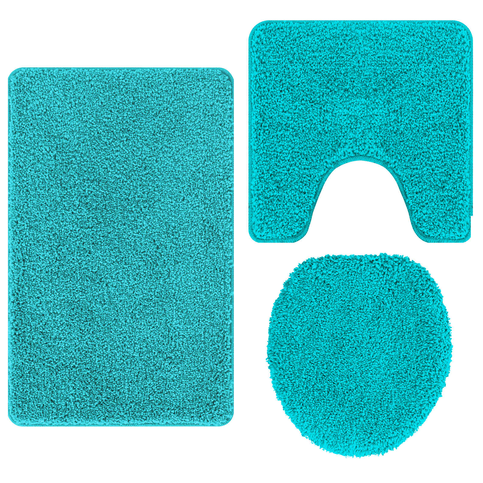 Set di tappetini antiscivolo per il bagno 3 pz Turchese PP