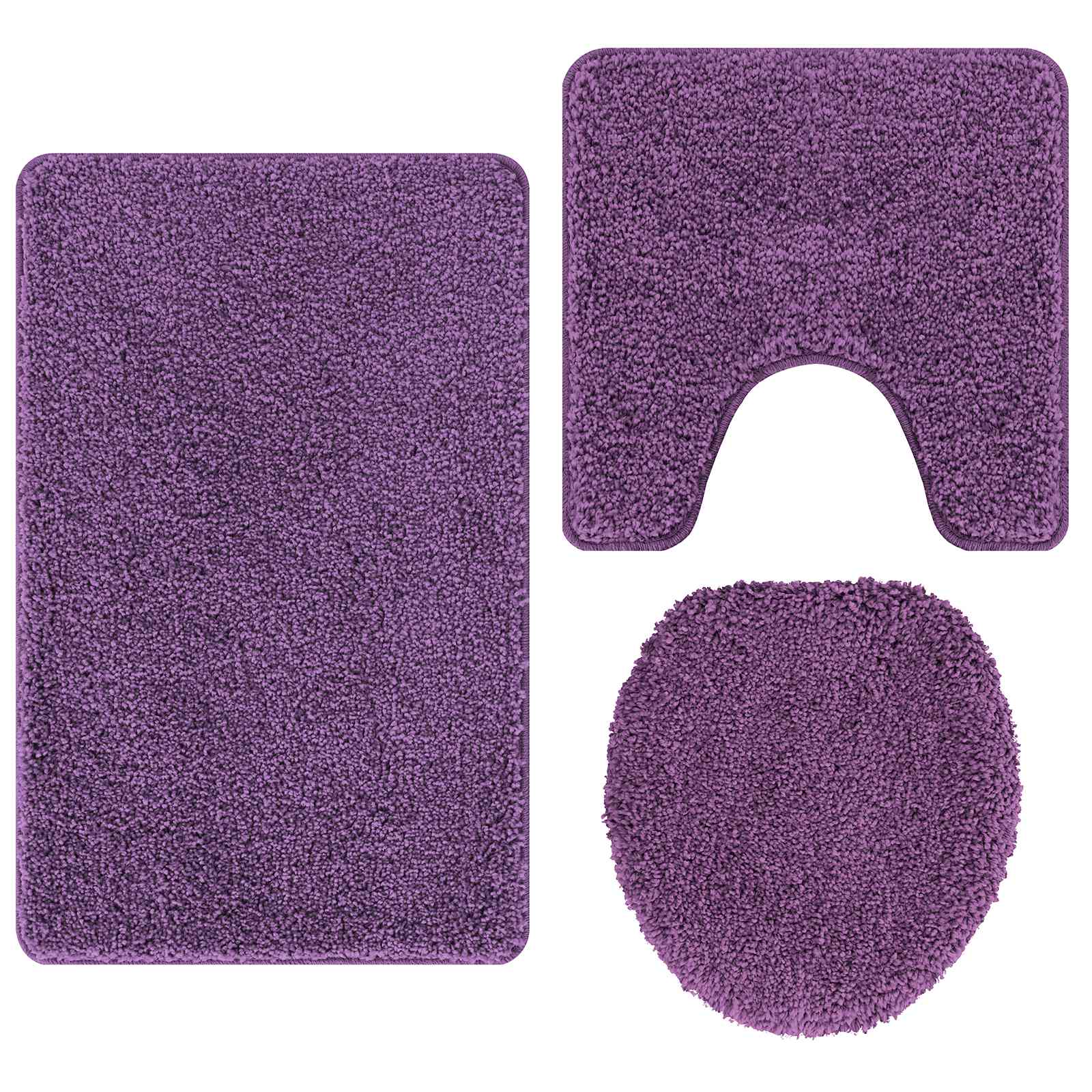 Set di tappetini antiscivolo per il bagno 3 pz Viola 50 x 80 cm