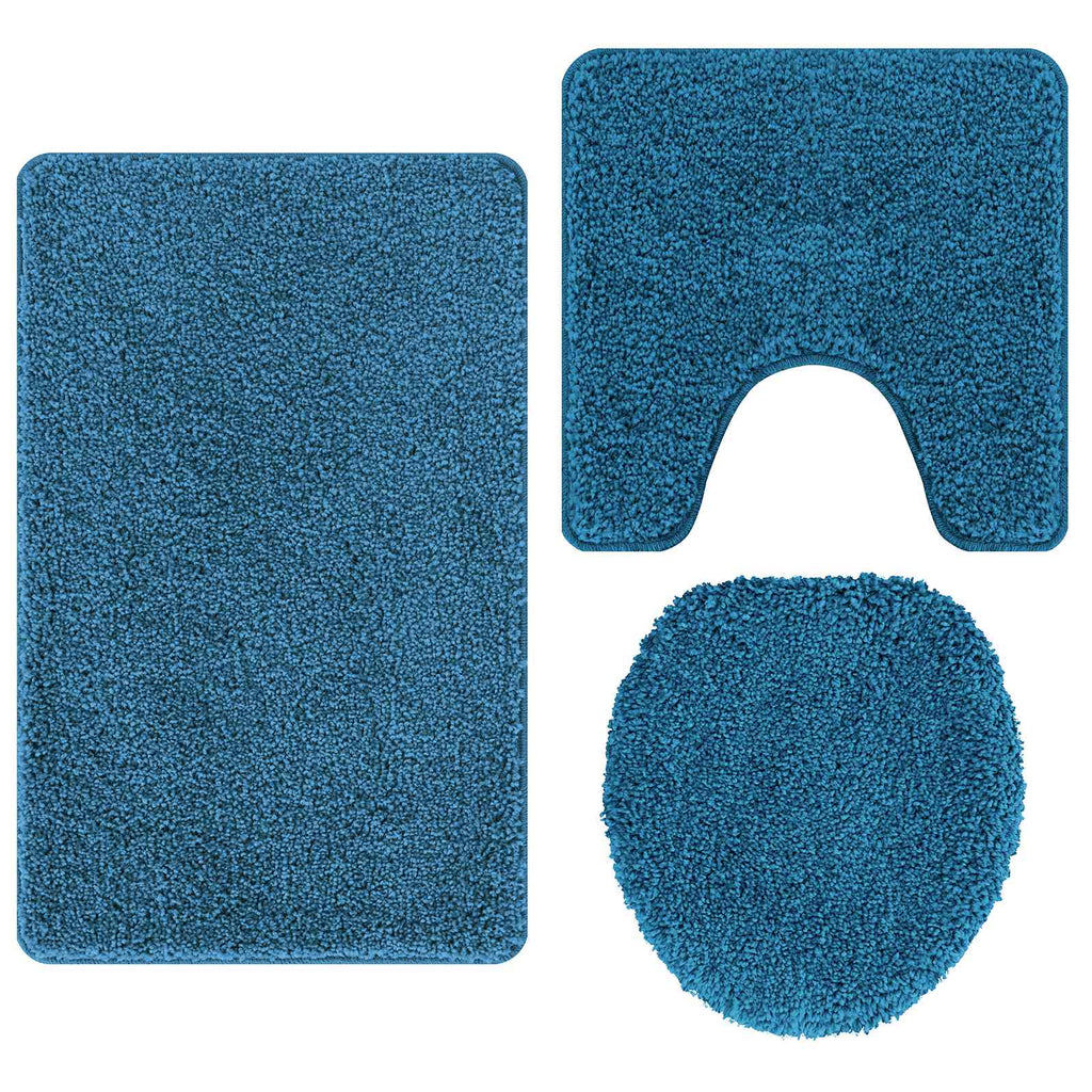 Set di tappetini antiscivolo per il bagno 3 pz Blu 50 x 80 cm