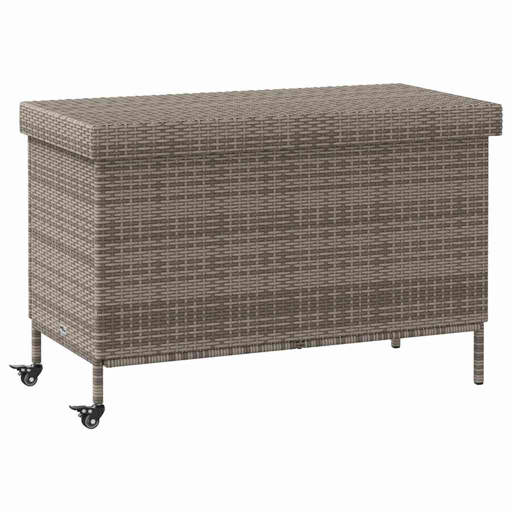 Contenitore da Giardino con Ruote Grigio 110x55x73cm Polyrattan