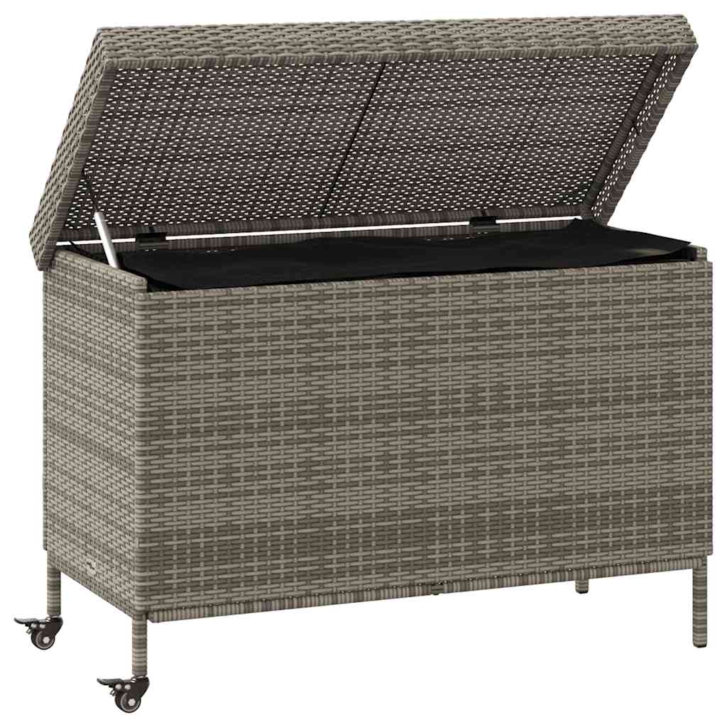 Contenitore da Giardino con Ruote Grigio 110x55x73cm Polyrattan