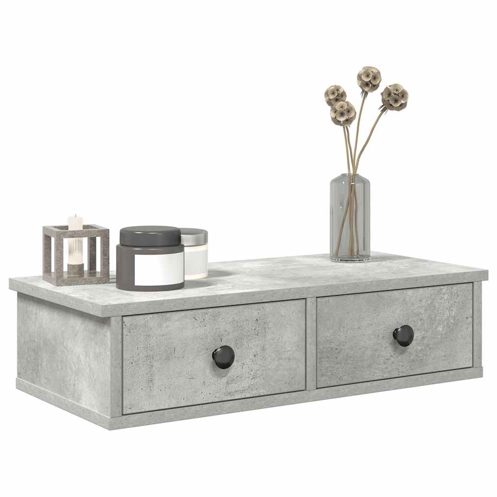 Scaffale a Parete con Cassetti Grigio 60x28x15 cm in Truciolato