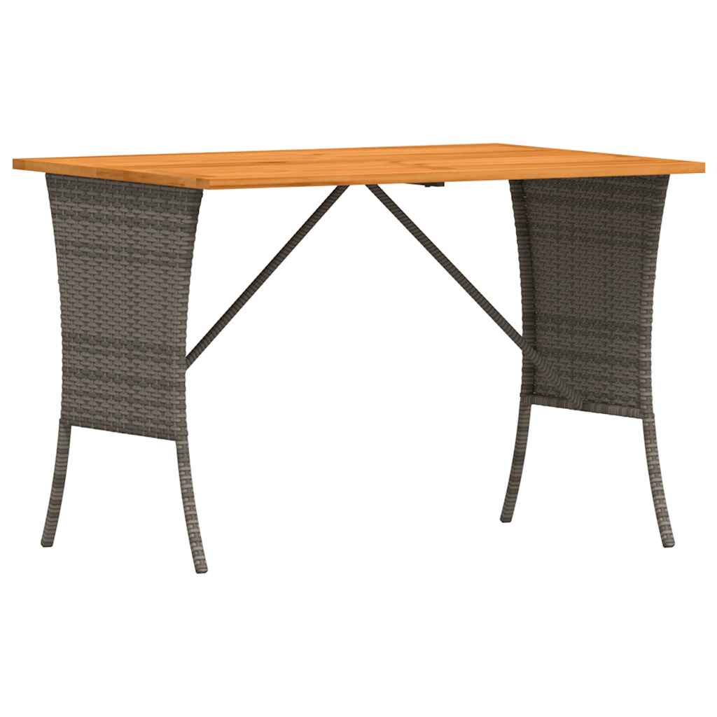 Tavolo Giardino Piano Legno Acacia Grigio 105x75x72 Polyrattan