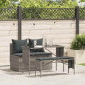 Set da Pranzo da Giardino 3 pz con Cuscini in Polyrattan Grigio