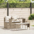 Set da Pranzo da Giardino 3 pz con Cuscini Beige in Polyrattan