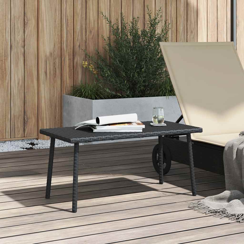 Tavolino da Giardino Rettangolare Nero 80x40x37 cm Polyrattan