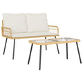Set da Pranzo per Giardino 2 pz Naturale polyrattan