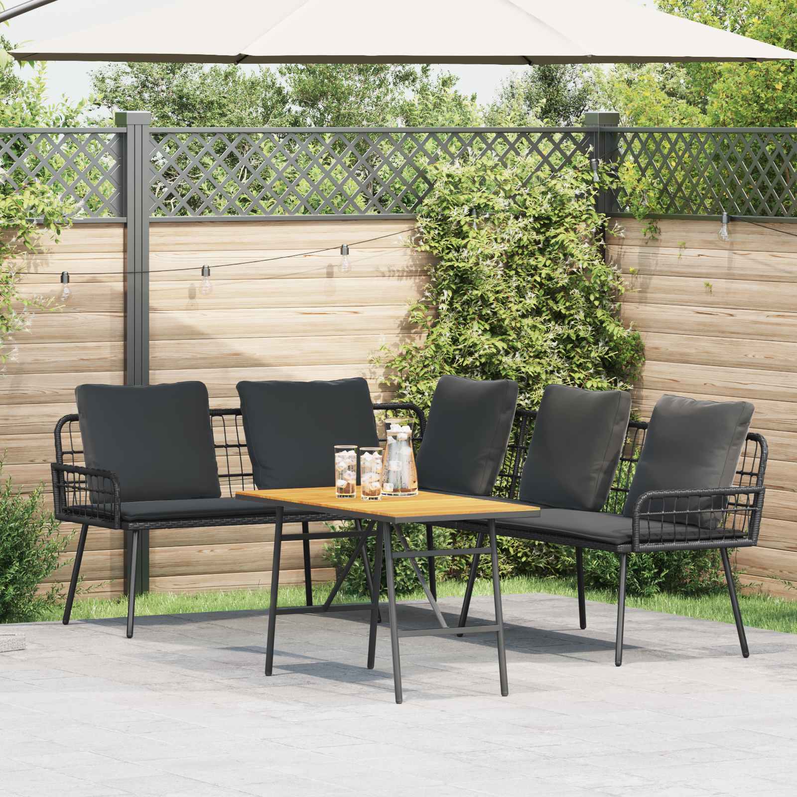 Set Divano da Giardino 2 pz Nero polyrattan