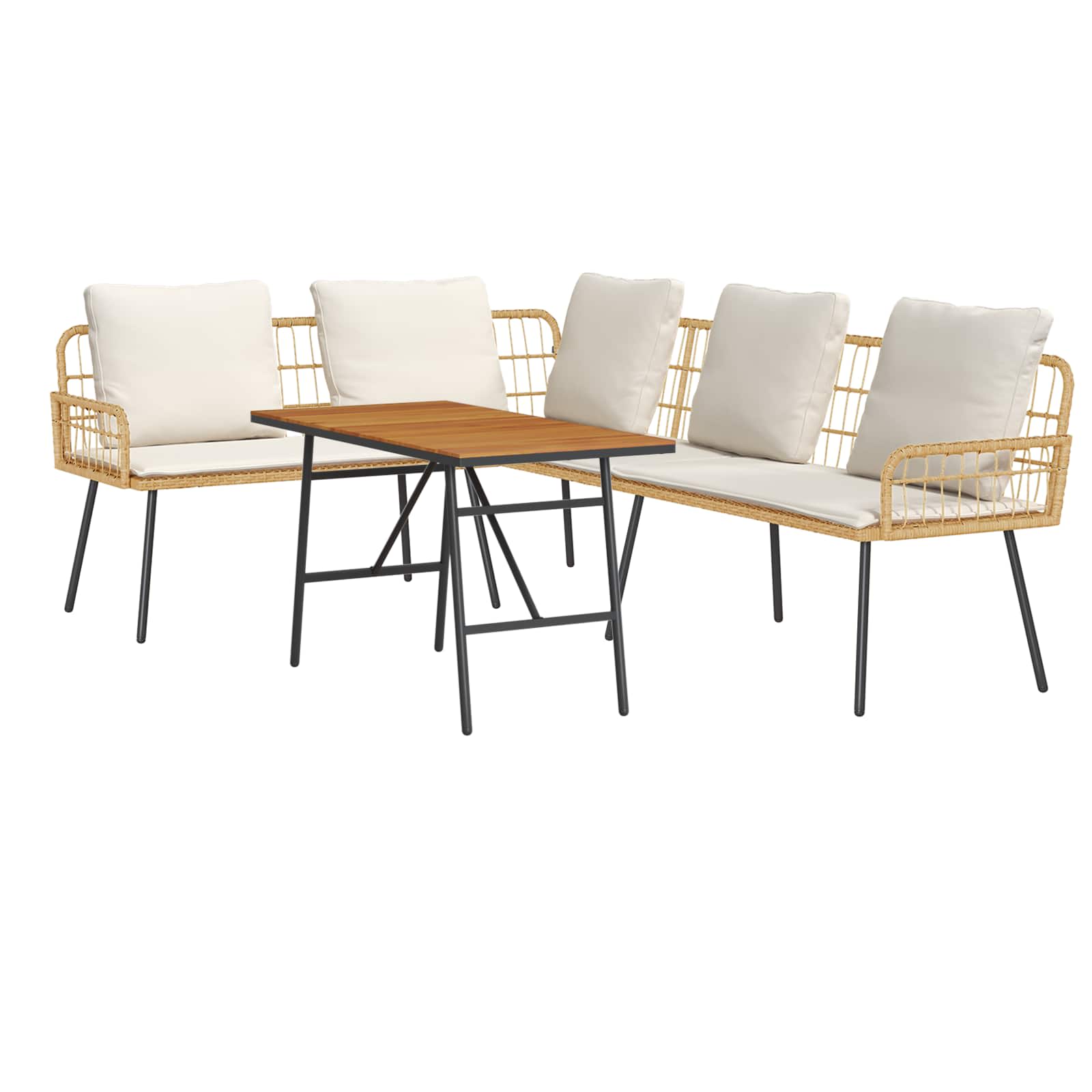 Set Divano da Giardino 2 pz Beige polyrattan