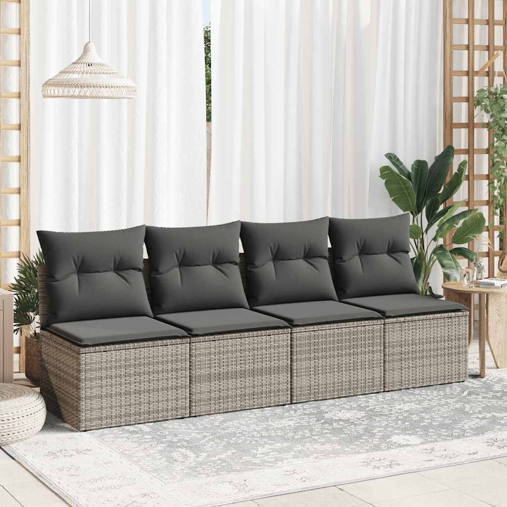 Set Divano Giardino 2 pz con Cuscini Grigio Polyrattan Acacia