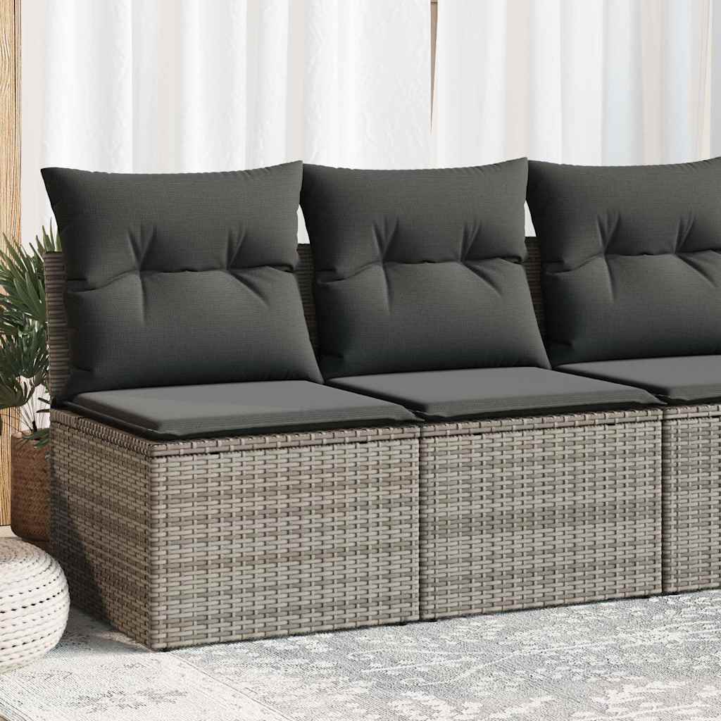Set Divano Giardino 2 pz con Cuscini Grigio Polyrattan Acacia