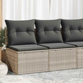 Divano Giardino 2pz con Cuscini Grigio Chiaro Polyrattan Acacia