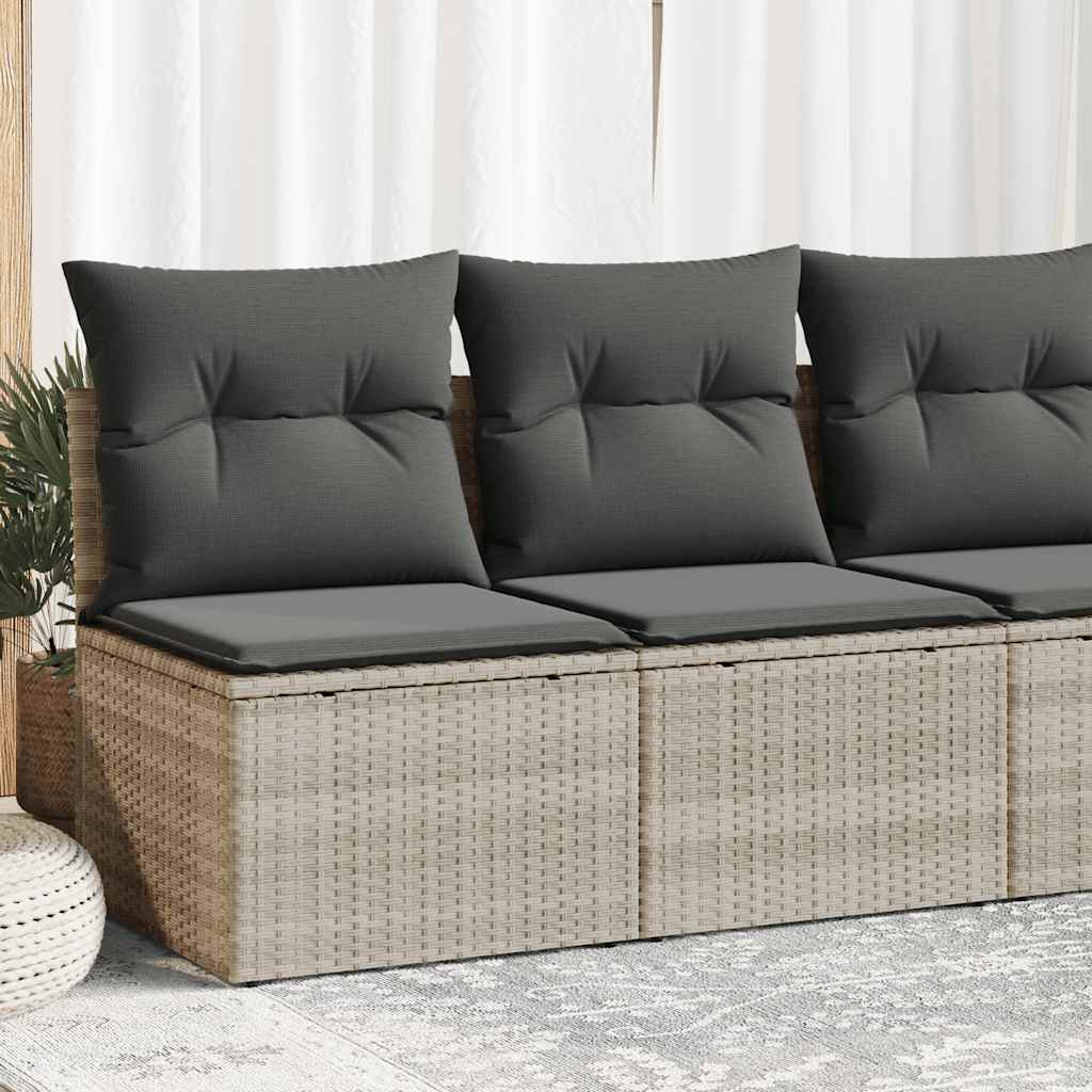 Divano Giardino 2pz con Cuscini Grigio Chiaro Polyrattan Acacia