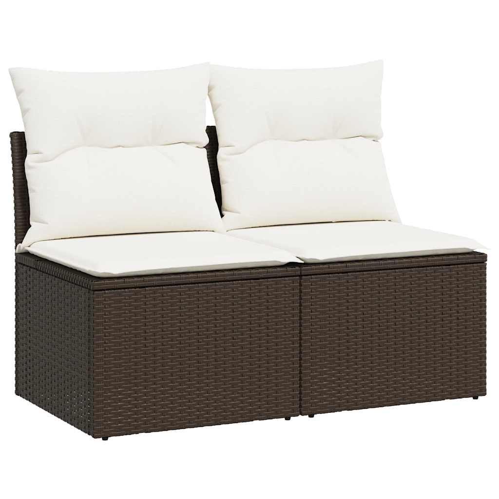 Set Divano Giardino 4 pz con Cuscini Marrone Polyrattan Acacia