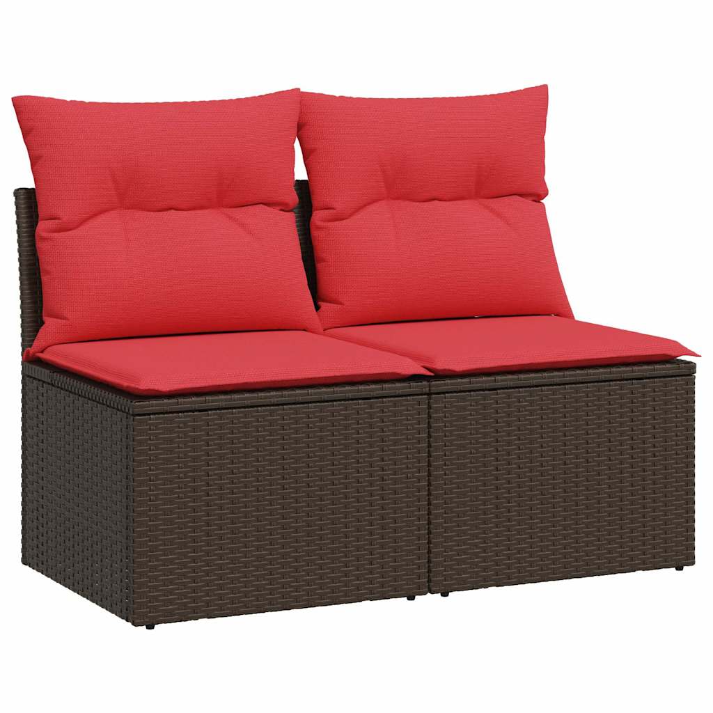 Set Divano Giardino 4 pz con Cuscini Marrone Polyrattan Acacia