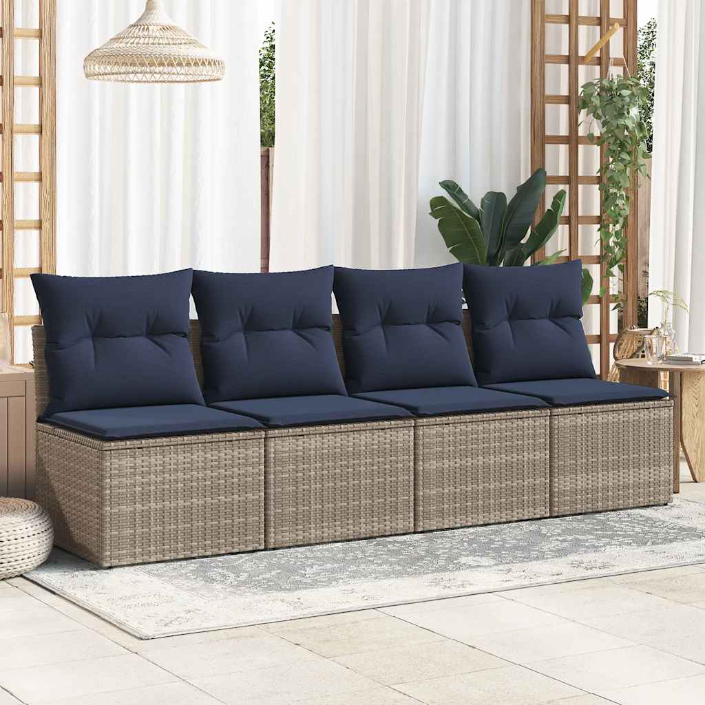 Set Divano Giardino 2 pz con Cuscini Grigio Polyrattan Acacia
