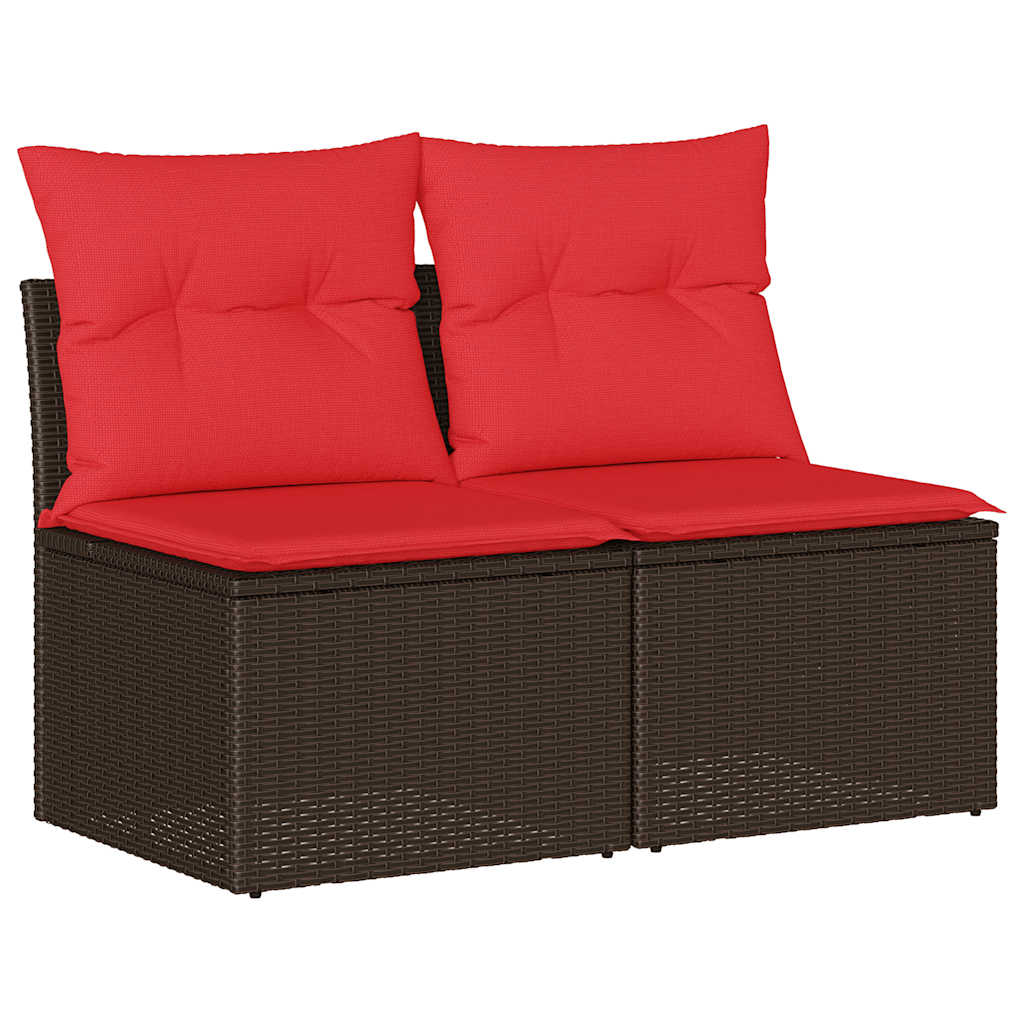 Set Divano Giardino 4 pz con Cuscini Marrone Polyrattan Acacia