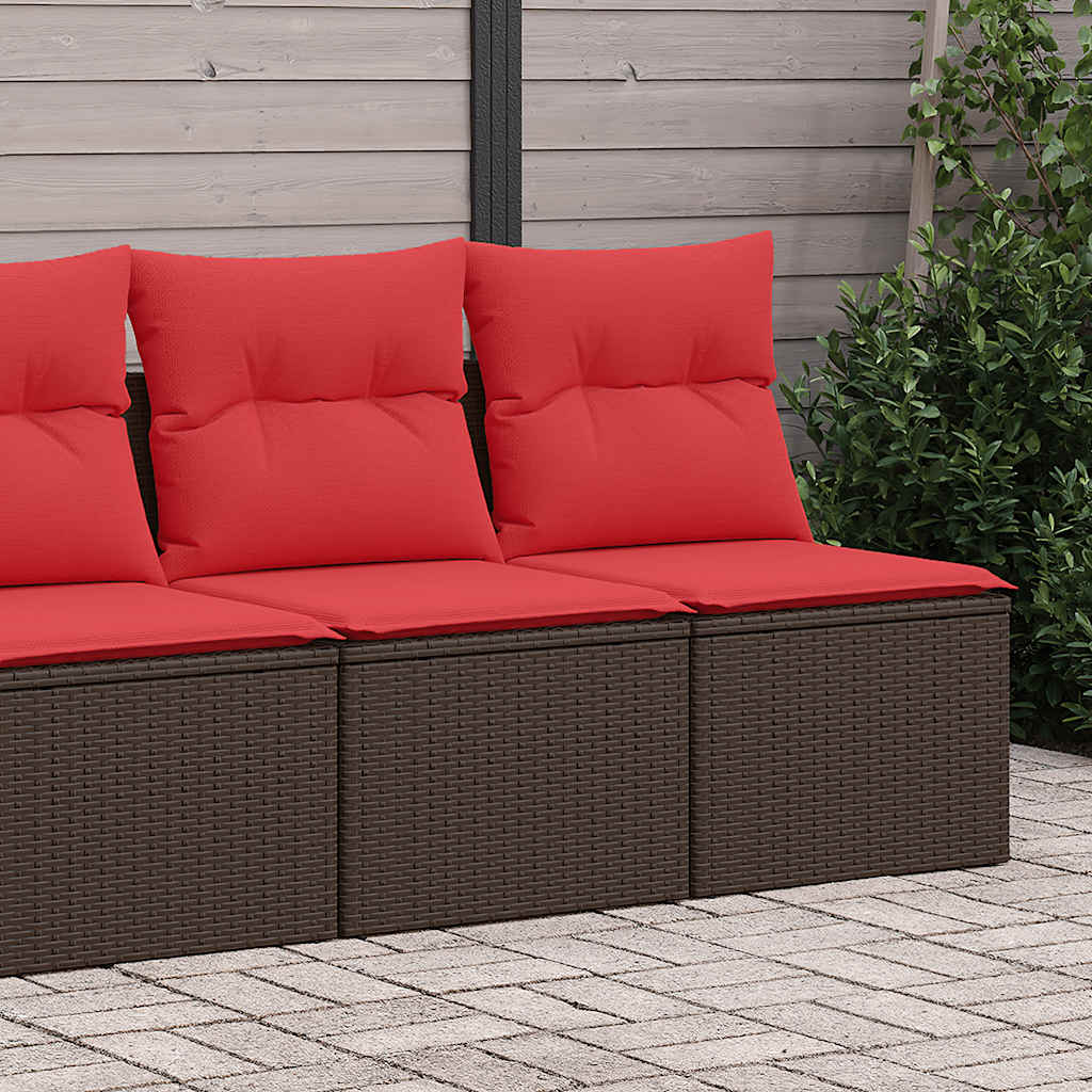 Set Divano Giardino 4 pz con Cuscini Marrone Polyrattan Acacia