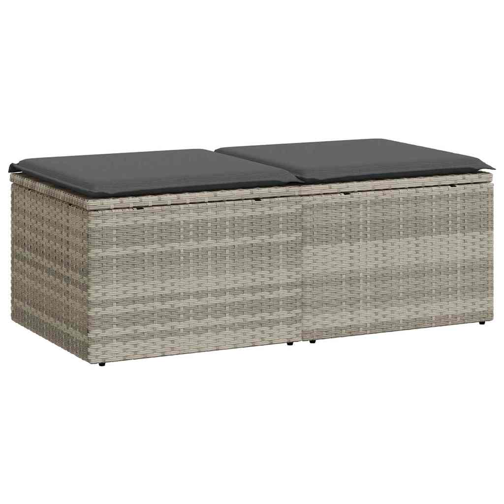 Divano Giardino 2pz con Cuscini Grigio Chiaro Polyrattan Acacia