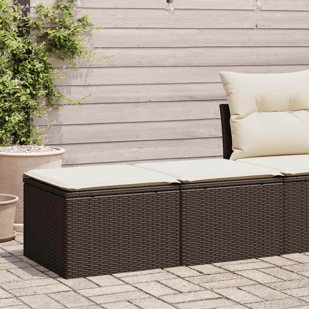 Set Divano Giardino 4 pz con Cuscini Marrone Polyrattan Acacia