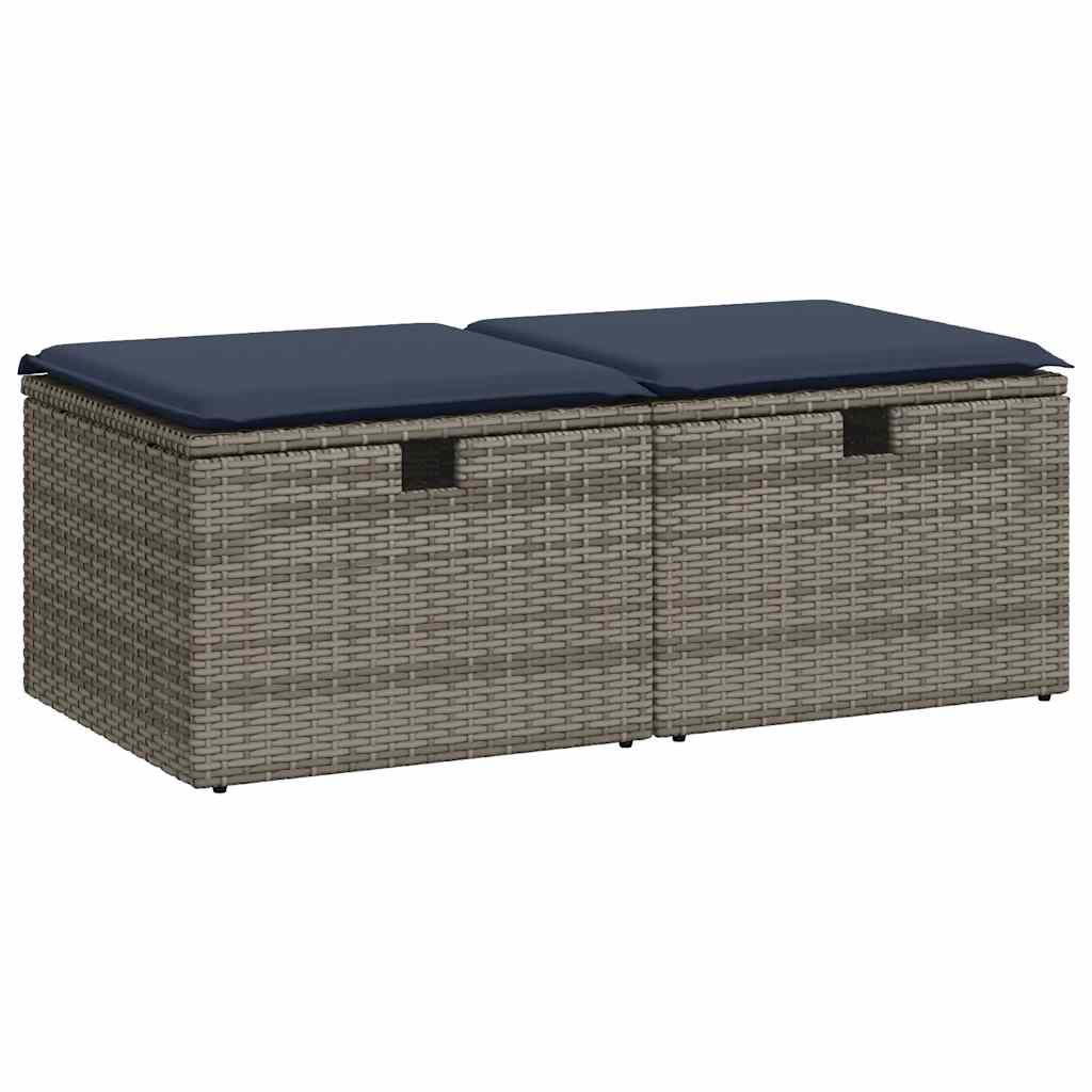 Set Divano Giardino 2 pz con Cuscini Grigio Polyrattan Acacia