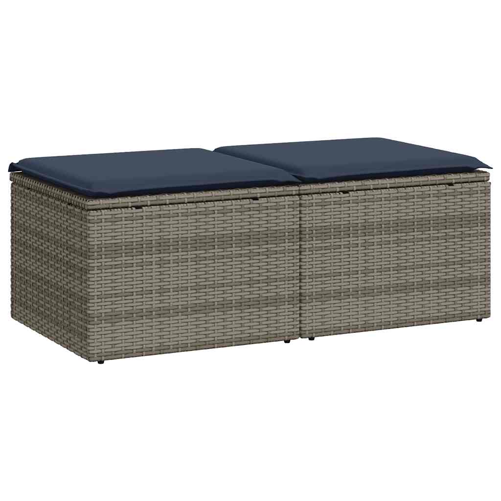 Set Divano Giardino 2 pz con Cuscini Grigio Polyrattan Acacia