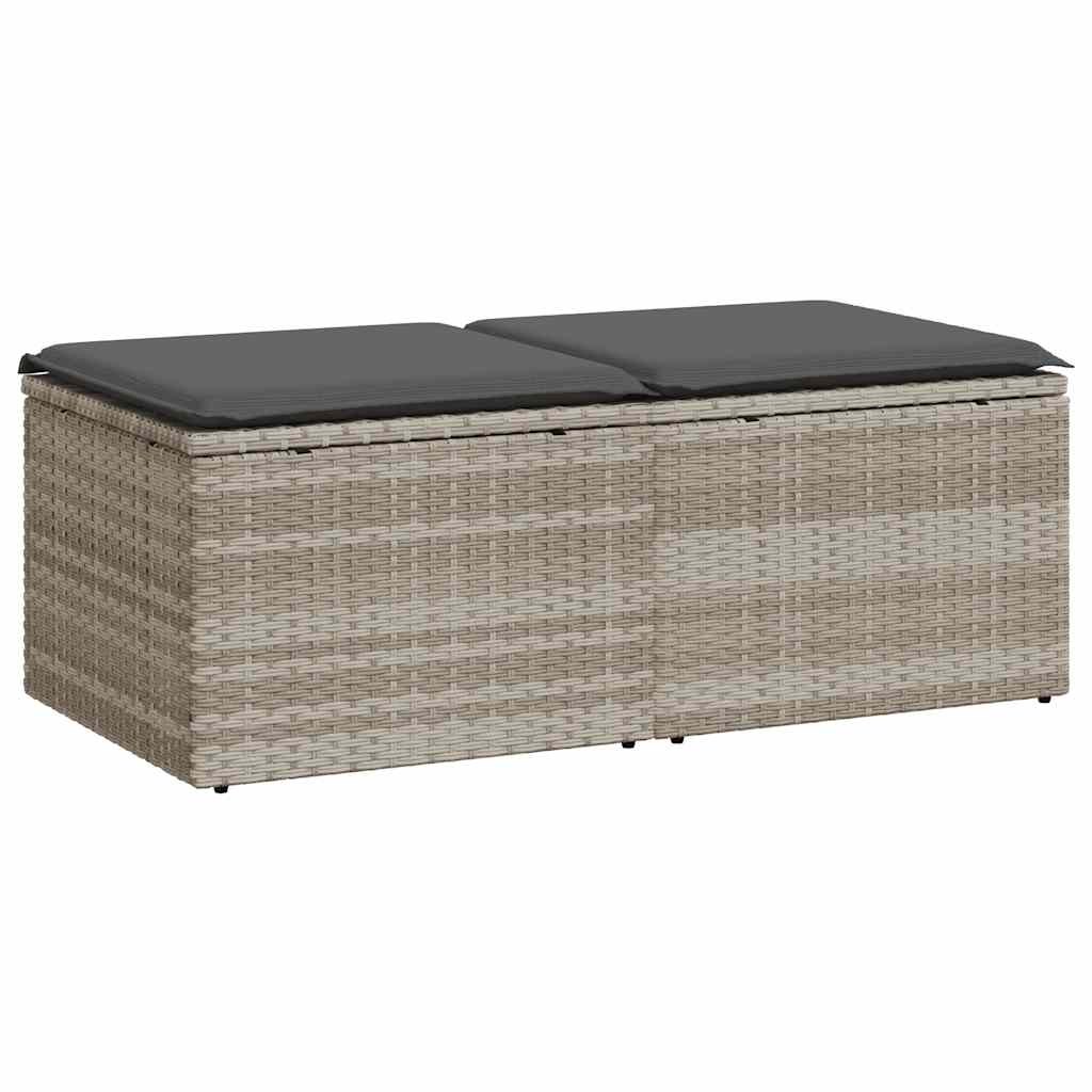 Divano Giardino 2pz con Cuscini Grigio Chiaro Polyrattan Acacia