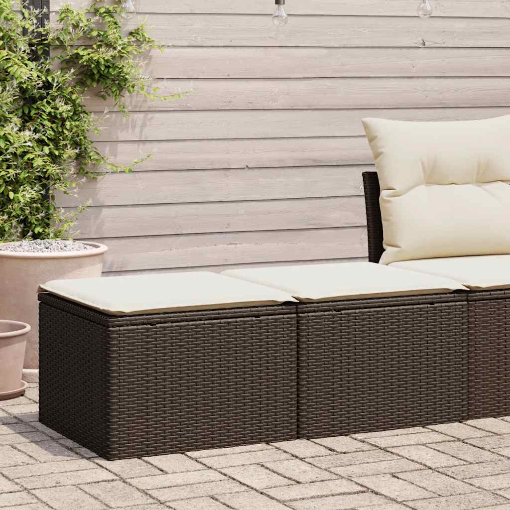 Set Divano Giardino 4 pz con Cuscini Marrone Polyrattan Acacia