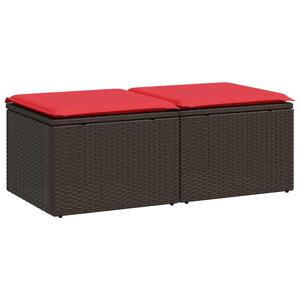 Set Divano Giardino 4 pz con Cuscini Marrone Polyrattan Acacia