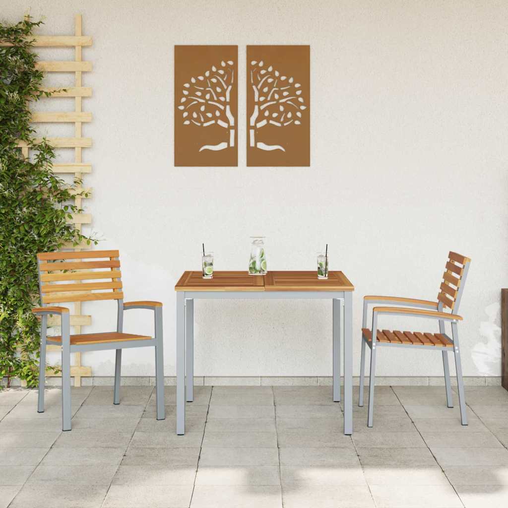 Sedia da Giardino 2 pz Marrone Legno di Acacia Massello