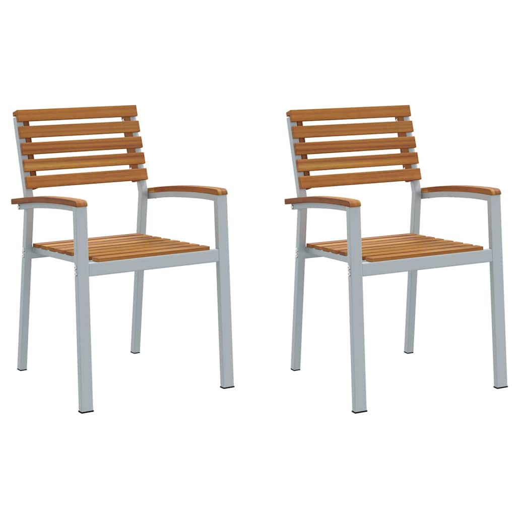 Sedia da Giardino 2 pz Marrone Legno di Acacia Massello