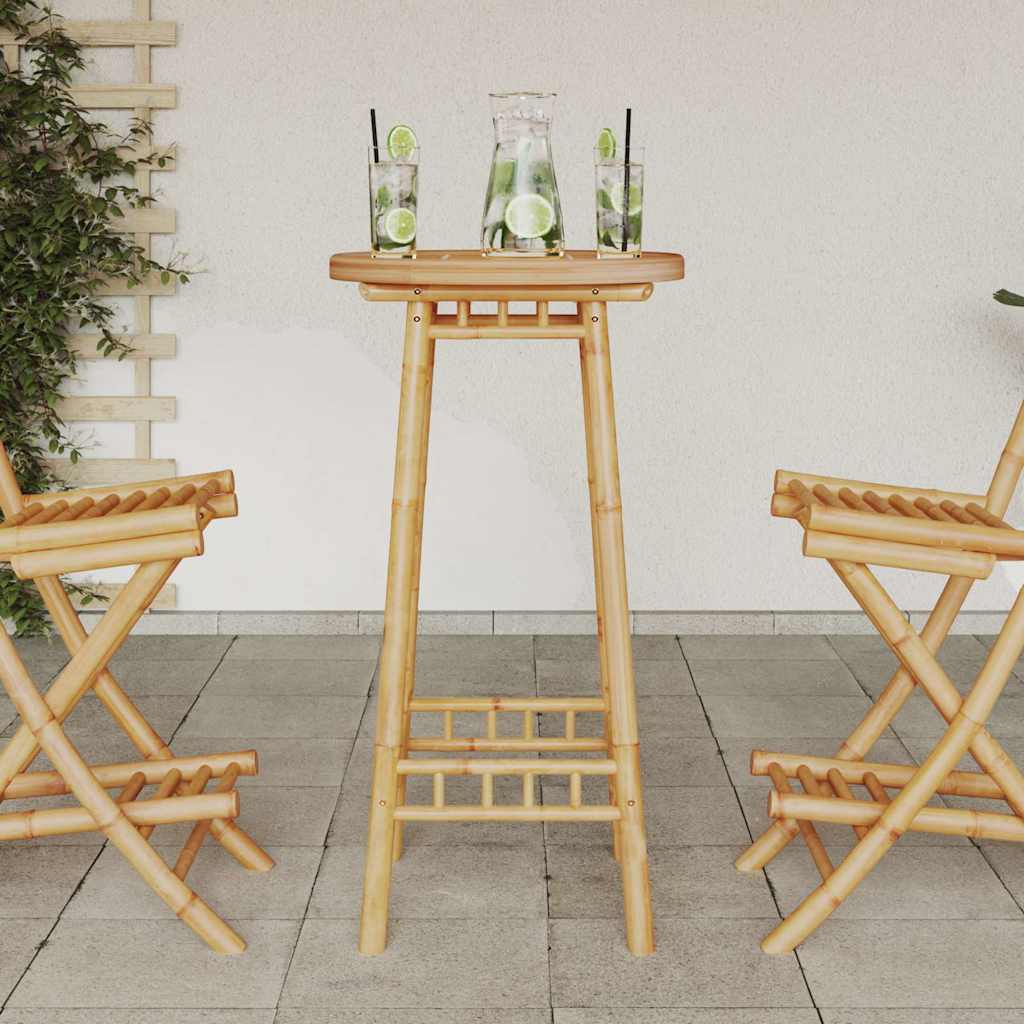 Tavolo da Bar da Esterno Rotondo Ø55x100 cm in Bambù