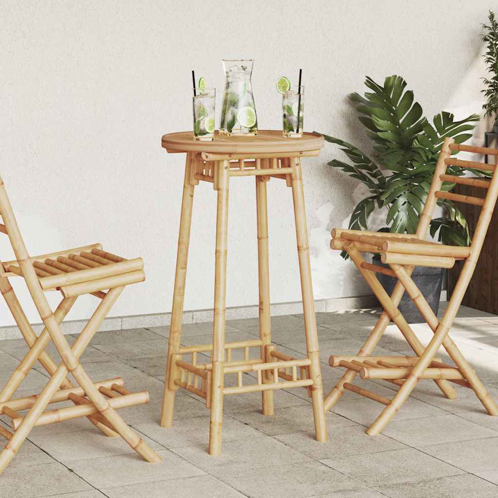 Tavolo da Bar da Esterno Rotondo Ø55x100 cm in Bambù