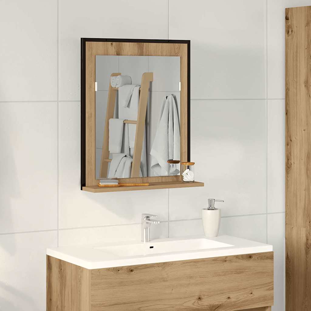 Specchio rovere artigianale 50 x 12 x 60 cm