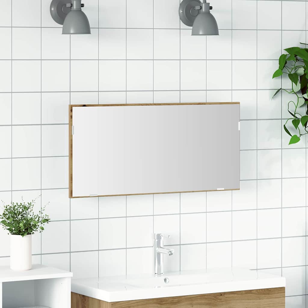 Specchio rovere artigianale 80 x 37 cm