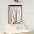 Specchio da bagno con lo scaffale Nero 50 x 12 x 60 cm