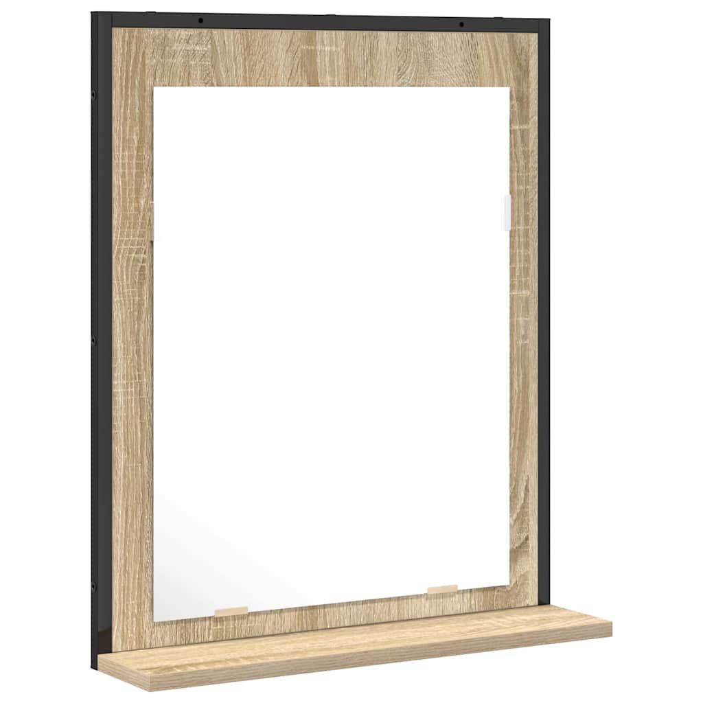 Specchio da bagno con lo scaffale Nero 50 x 12 x 60 cm