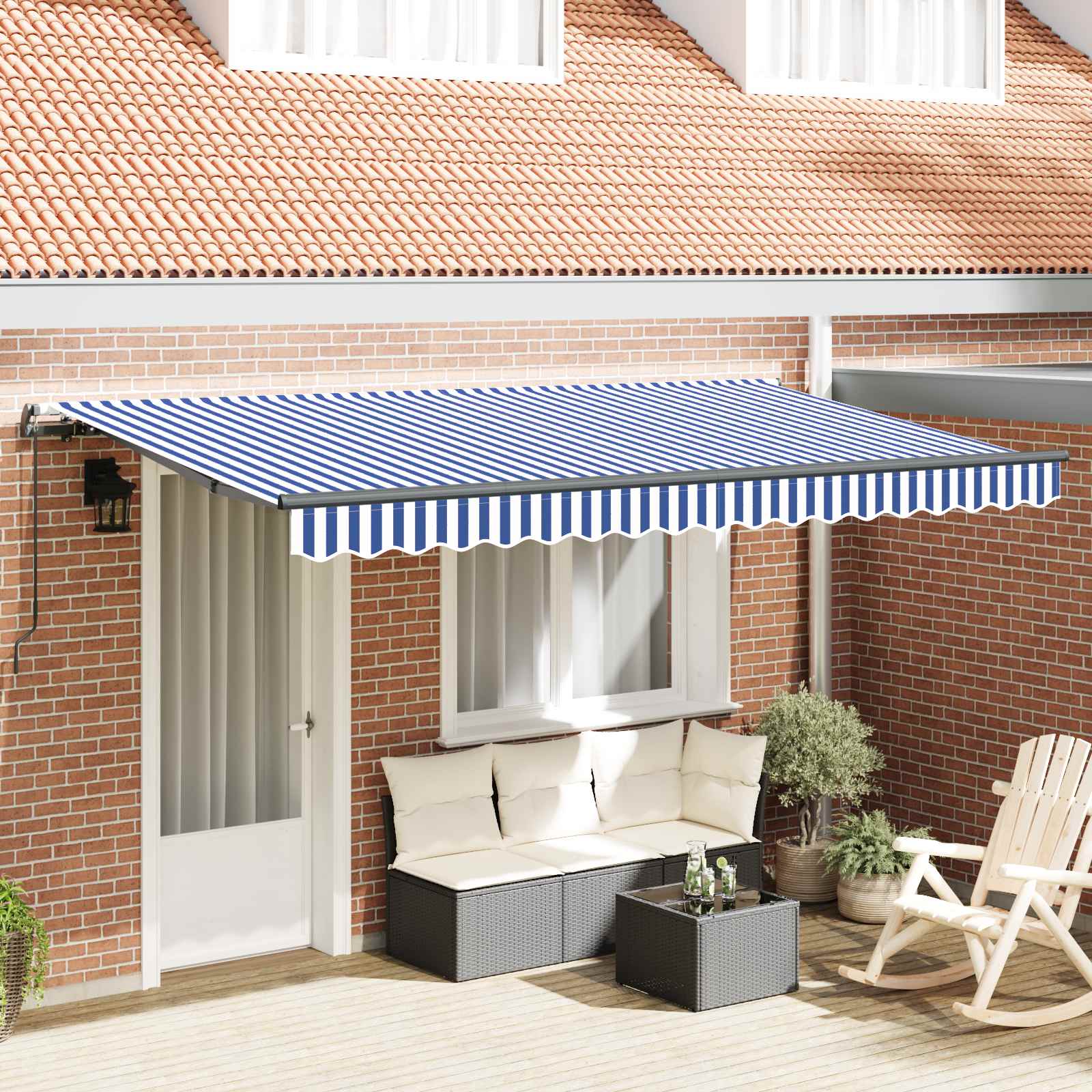 Tenda retrattile Blu 350 x 200 cm Tessuto