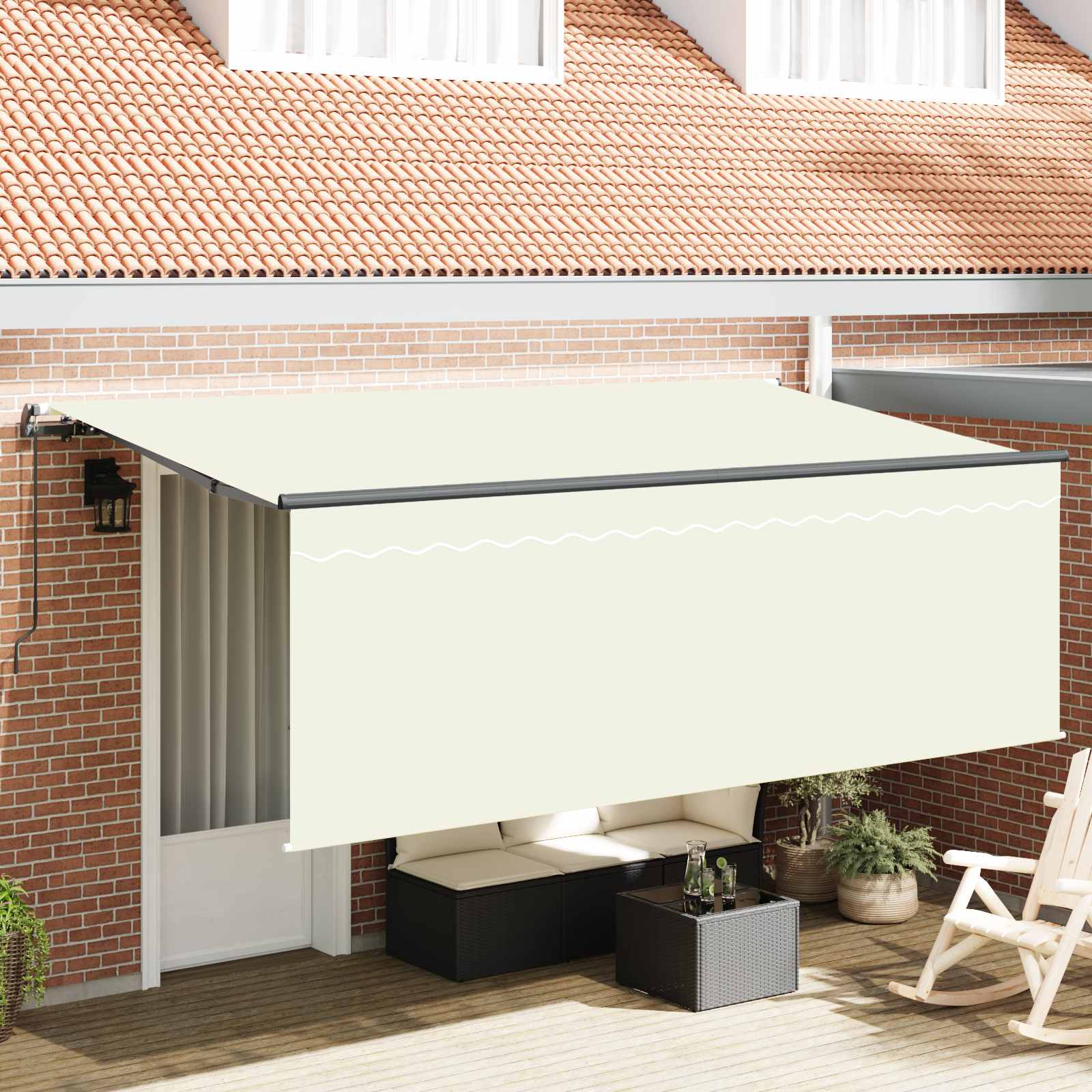 Tenda retrattile Crema 350 x 200 cm Poliestere e Alluminio