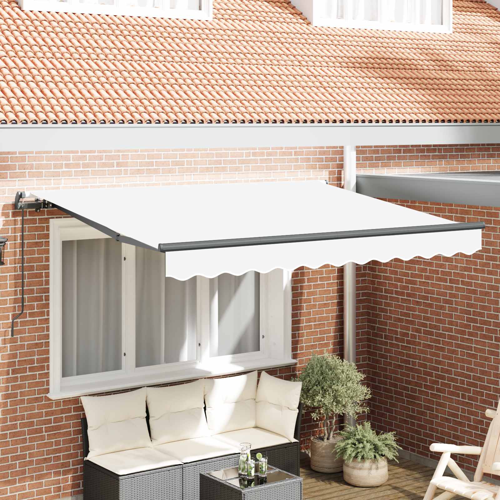 Tenda retrattile Bianco 350 x 200 cm Tessuto