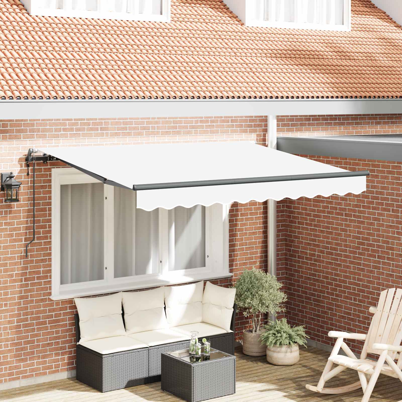 Tenda retrattile Bianco 350 x 200 cm Tessuto