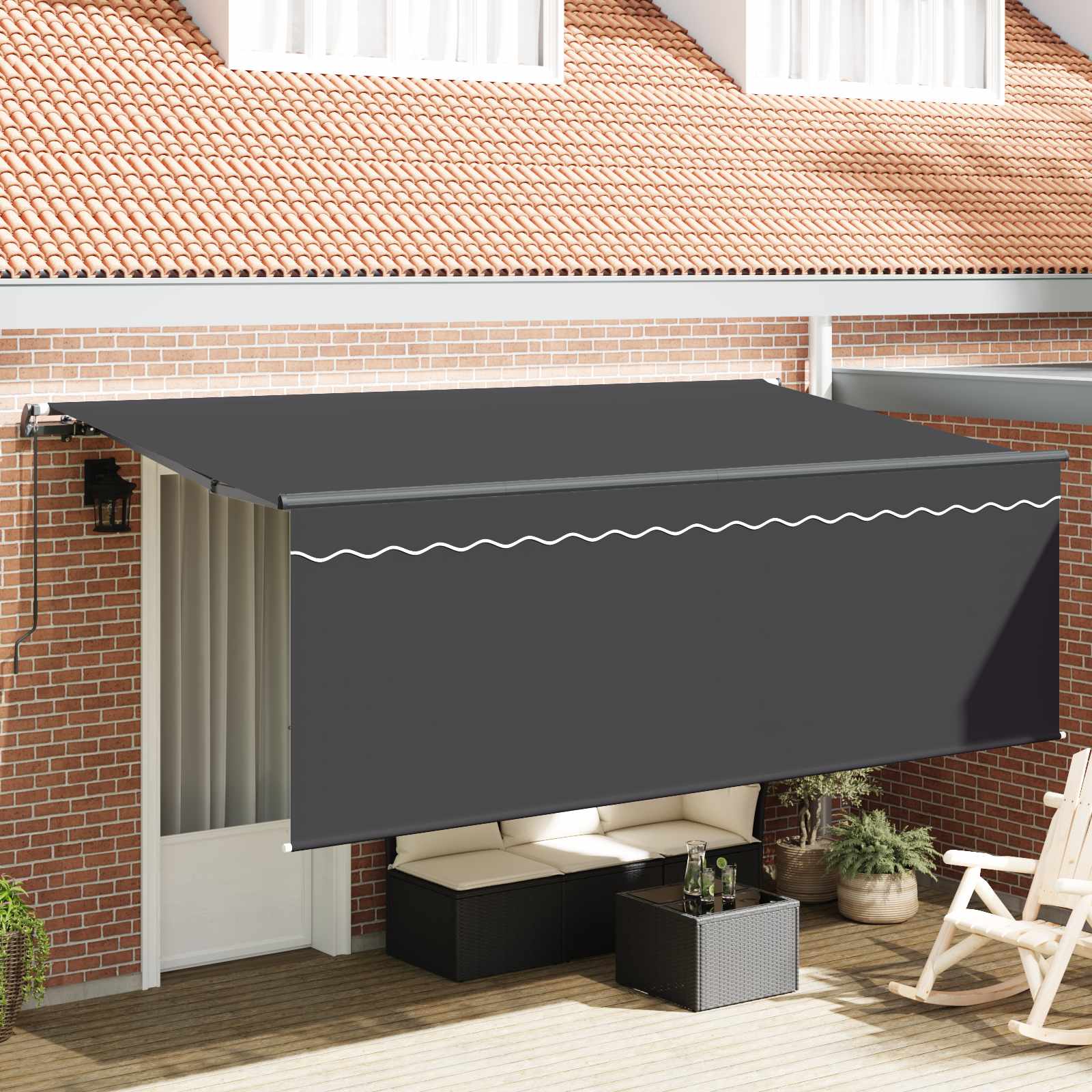 Tenda retrattile Antracite 400 x 200 cm Poliestere e Alluminio